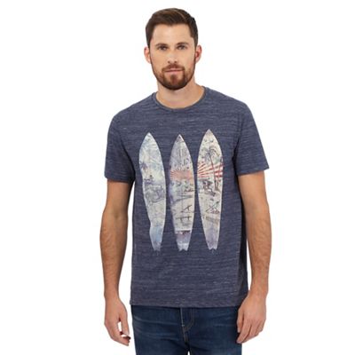 Mantaray Big and tall navy surfboard print t-shirt